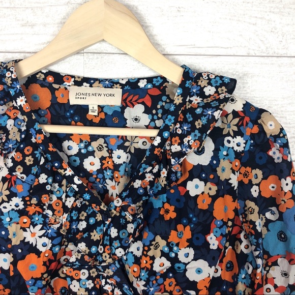 JONES NEW YORK Sport Floral Button Down Top Shirt - Picture 4 of 7